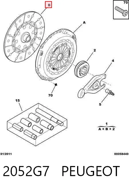 Kit de embraiagem (3 peças) 2052G7 Peugeot/Citroen