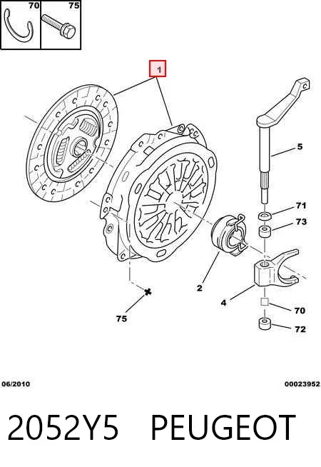 Kit de embraiagem (3 peças) 2052Y5 Peugeot/Citroen
