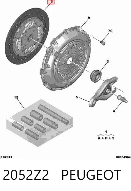 Kit de embraiagem (3 peças) 2052Z2 Peugeot/Citroen