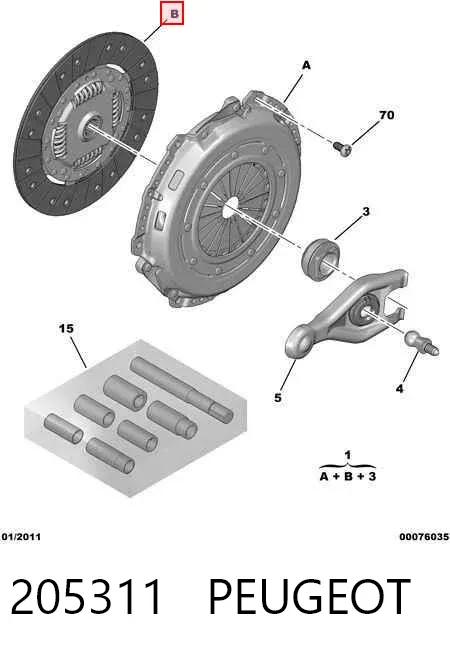Kit de embraiagem (3 peças) 205311 Peugeot/Citroen