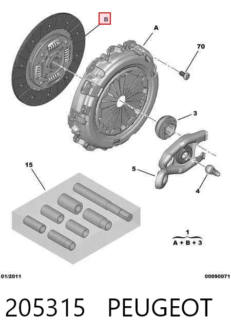 Kit de embraiagem (3 peças) 205315 Peugeot/Citroen