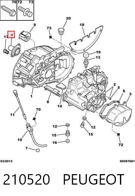 Guia do rolamento de desengate de embraiagem 210520 Peugeot/Citroen