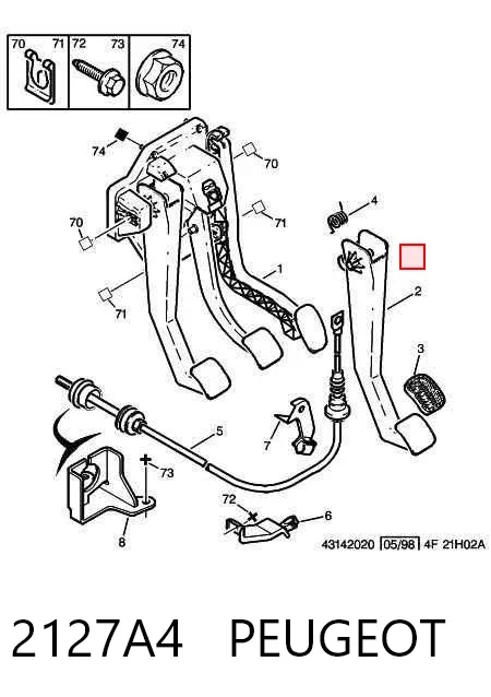 Pedal de embraiagem 2127A4 Peugeot/Citroen
