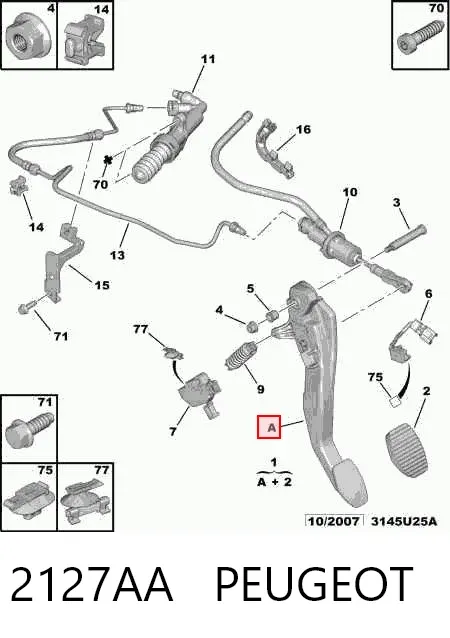 Pedal de embraiagem 2127AA Peugeot/Citroen