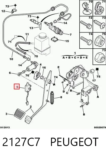 Sensor de ativação de embraiagem 2127C7 Peugeot/Citroen