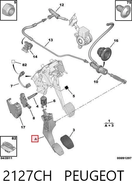 Pedal de embraiagem 2127CH Peugeot/Citroen