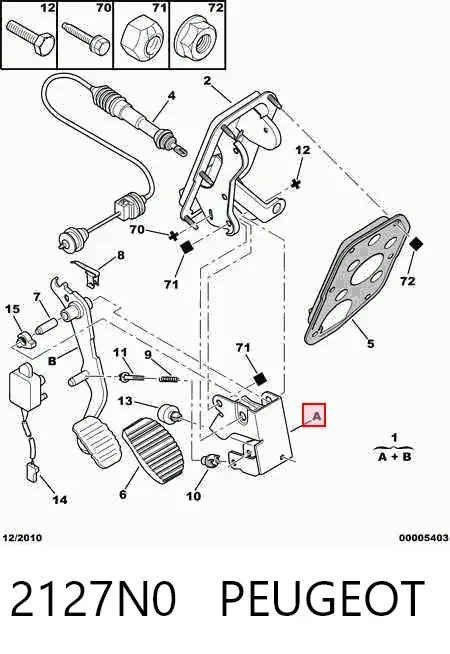Pedal de embraiagem 2127N0 Peugeot/Citroen