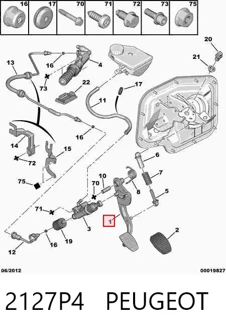 Pedal de embraiagem 2127P4 Peugeot/Citroen