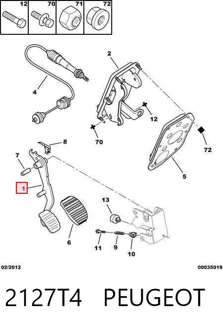 Pedal de embraiagem 2127T4 Peugeot/Citroen