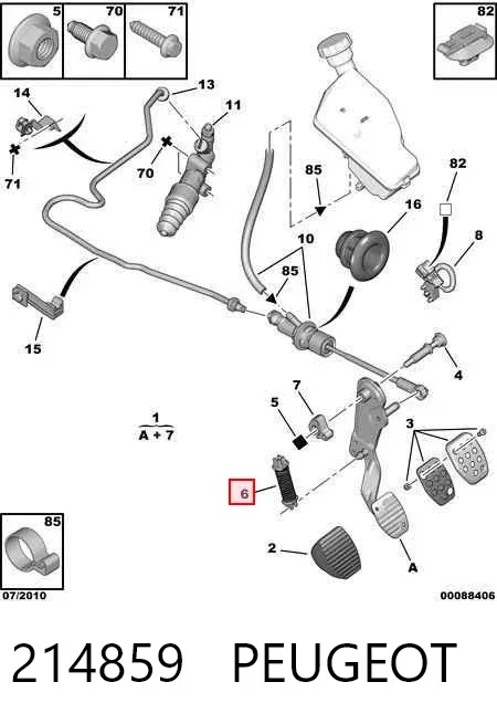 Mola de pedal de embraiagem 214859 Peugeot/Citroen
