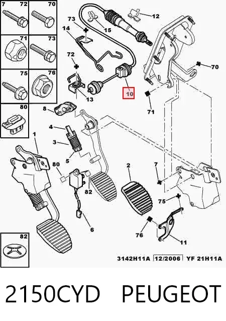 Cabo de embraiagem 2150CYD Peugeot/Citroen