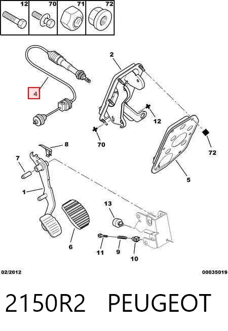 Cabo de embraiagem 2150R2 Peugeot/Citroen