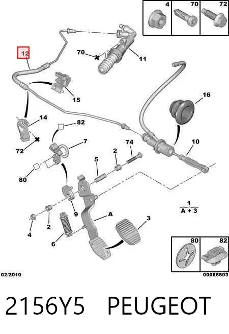 Mangueira de embraiagem 2156Y5 Peugeot/Citroen