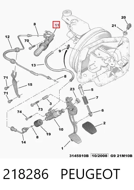 Cilindro de trabalho de embraiagem 218286 Peugeot/Citroen