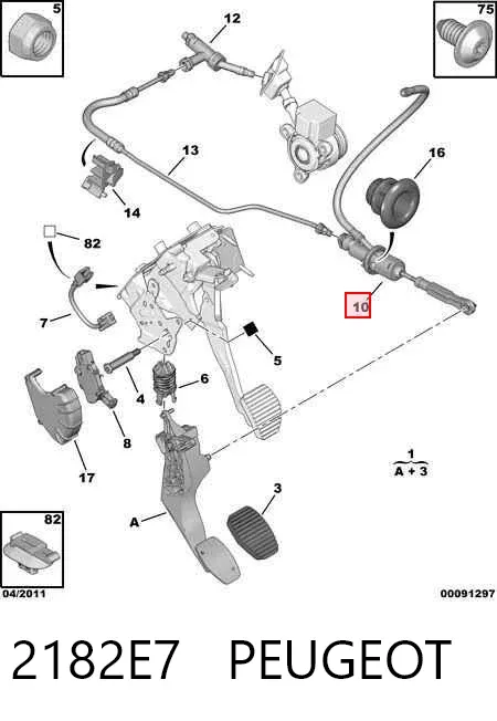Cilindro mestre de embraiagem 2182E7 Peugeot/Citroen