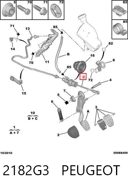 Cilindro mestre de embraiagem 2182G3 Peugeot/Citroen
