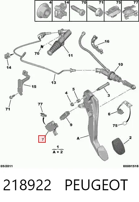 Sensor de ativação de embraiagem 218922 Peugeot/Citroen