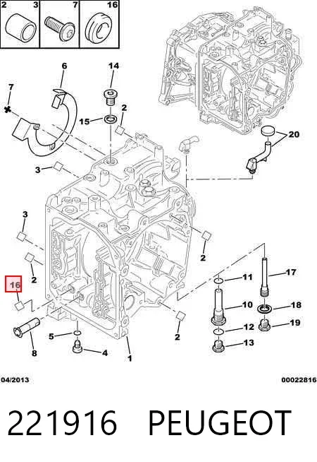 Corpo da Caixa Automática de Mudança/Caixa de Mudança 221916 Peugeot/Citroen
