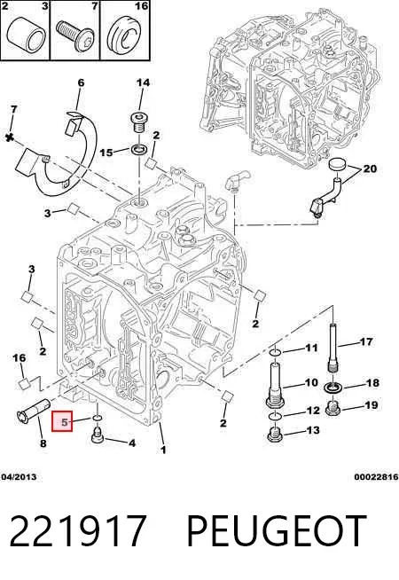 Vedante de rolha de panela da Caixa Automática de Mudança 221917 Peugeot/Citroen