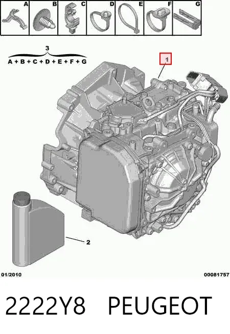 Caixa Automática de Mudança montada 2222Y8 Peugeot/Citroen