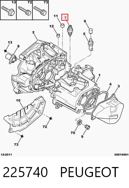 Sensor de ativação das luzes de marcha à ré 225740 Peugeot/Citroen
