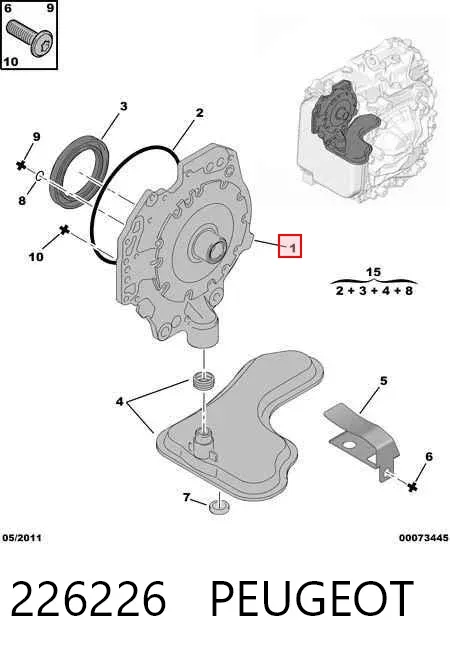 Bomba de óleo da Caixa Automática de Mudança 226226 Peugeot/Citroen