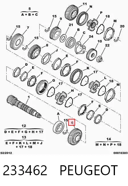 Roda dentada propulsionada de 1ª velocidade 233462 Peugeot/Citroen