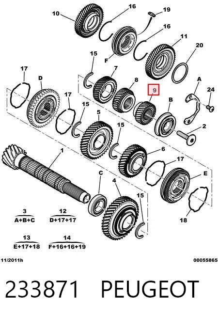 Roda dentada propulsionada de 6ª velocidade 233871 Peugeot/Citroen