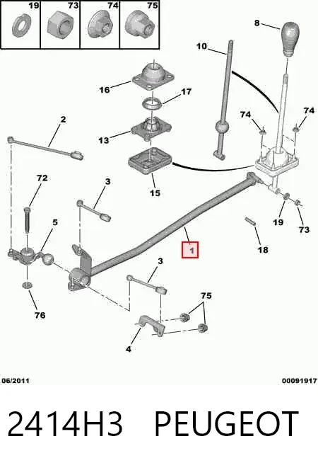 Mecanismo de mudança (ligação) 2414H3 Peugeot/Citroen