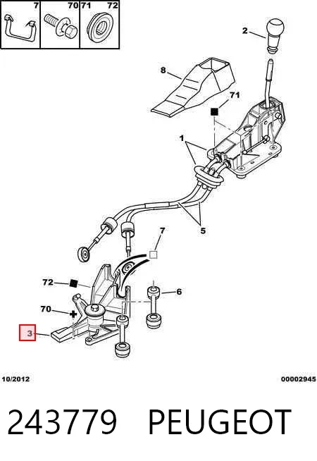 Consola de fixação de cabos da Caixa de Mudança 243779 Peugeot/Citroen