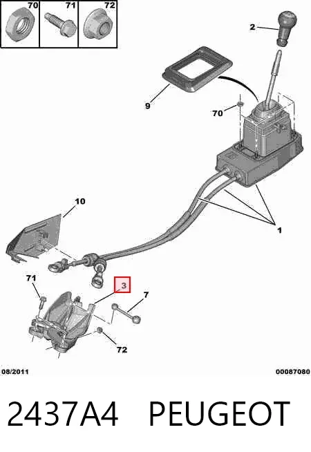 Consola de fixação de cabos da Caixa de Mudança 2437A4 Peugeot/Citroen