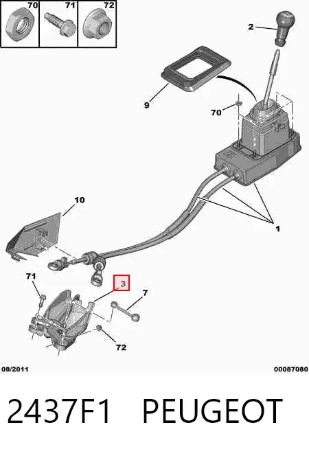 Consola de fixação de cabos da Caixa de Mudança 2437F1 Peugeot/Citroen