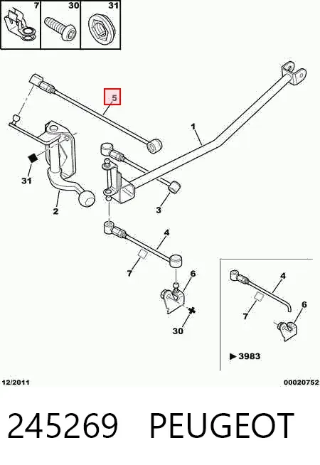 Haste de mudança da Caixa de Mudança 245269 Peugeot/Citroen