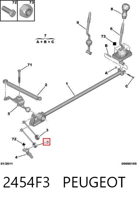 Barra de ligação da Caixa Automática de Mudança 2454F3 Peugeot/Citroen