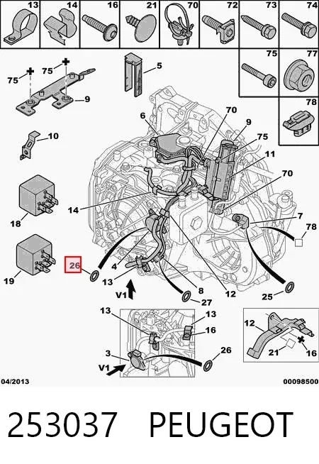 Vedante anular de sensor de pressão de óleo da Caixa Automática de Mudança 253037 Peugeot/Citroen