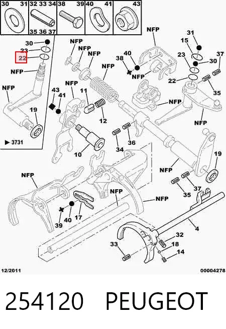 Vedação da haste de mudança da caixa de mudança 254120 Peugeot/Citroen