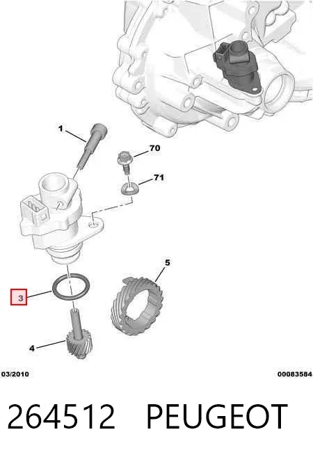 Vedante anular de sensor de velocidade da Caixa de Mudança (de acionamento) 264512 Peugeot/Citroen