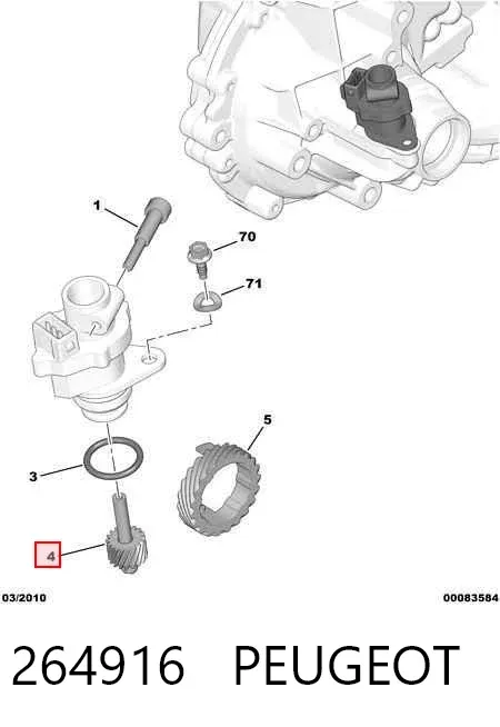 Roda dentada propulsada de velocímetro 264916 Peugeot/Citroen