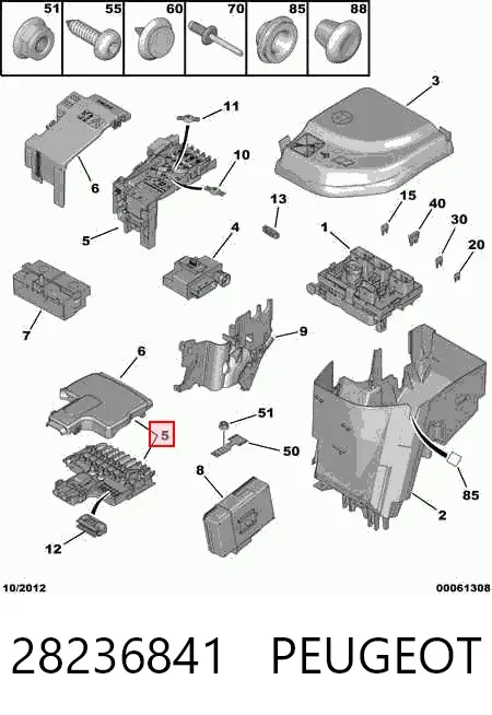 Unidade de dispositivos de segurança 28236841 Peugeot/Citroen