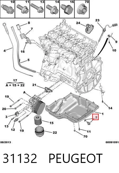 Tampão de panela de motor 31132 Peugeot/Citroen