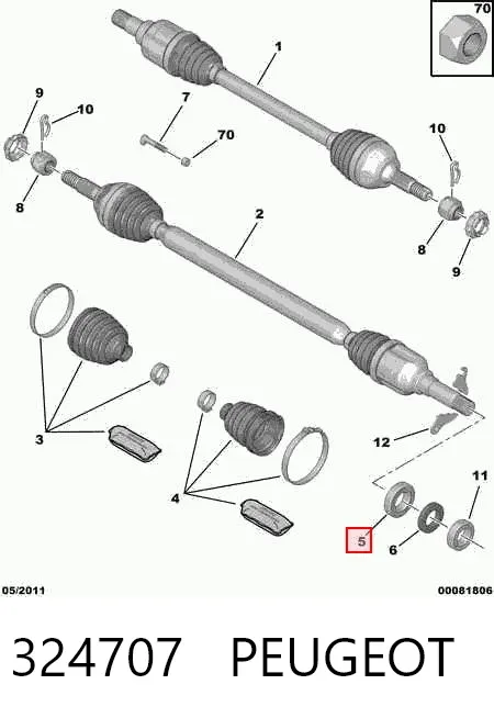 Rolamento suspenso do semieixo dianteiro 324707 Peugeot/Citroen