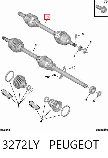 Junta homocinética externa dianteira 3272LY Peugeot/Citroen