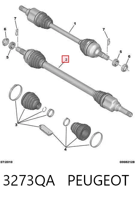 Semieixo (acionador) dianteiro direito 3273QA Peugeot/Citroen