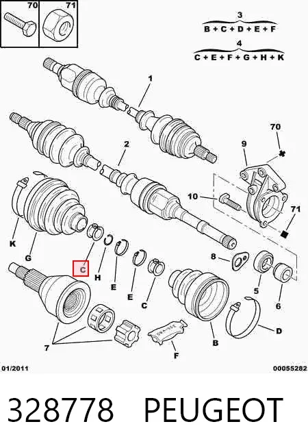 Bota de proteção interna de junta homocinética do semieixo dianteiro 328778 Peugeot/Citroen