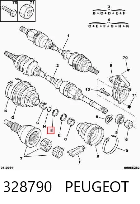 Bota de proteção interna de junta homocinética do semieixo dianteiro 328790 Peugeot/Citroen