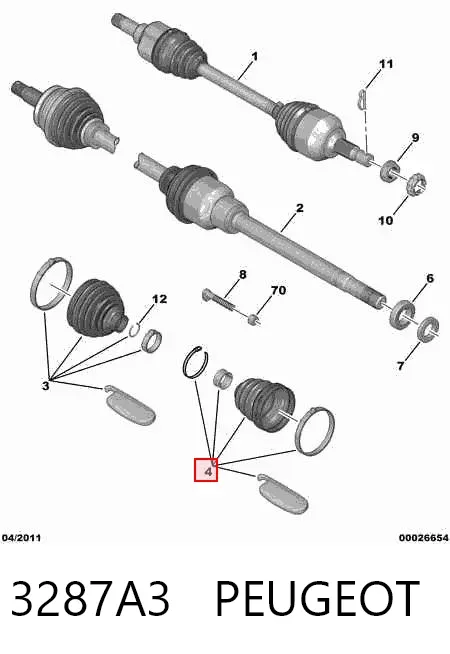 Bota de proteção interna esquerda de junta homocinética do semieixo dianteiro 3287A3 Peugeot/Citroen
