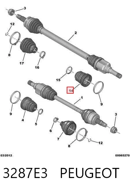 Bota de proteção interna de junta homocinética do semieixo dianteiro 3287E3 Peugeot/Citroen