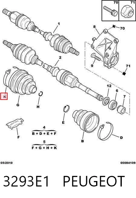 Bota de proteção externa de junta homocinética do semieixo dianteiro 3293E1 Peugeot/Citroen