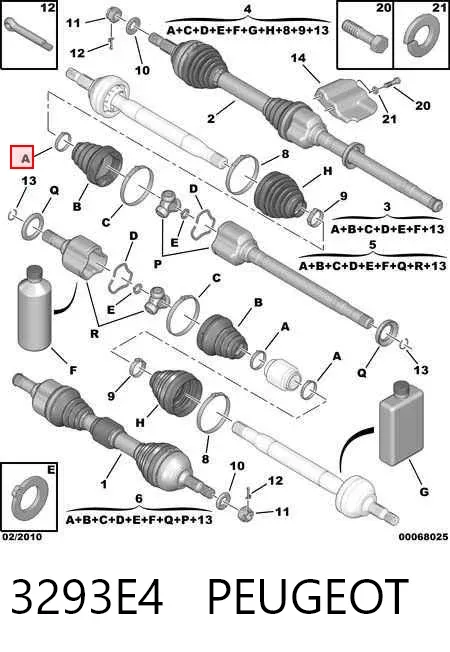 Bota de proteção externa de junta homocinética do semieixo dianteiro 3293E4 Peugeot/Citroen