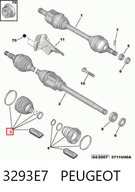 Bota de proteção externa de junta homocinética do semieixo dianteiro 3293E7 Peugeot/Citroen